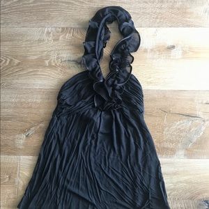 Black ruffle halter top